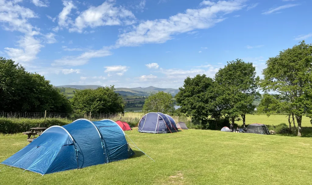 Campsite with view of the Brecon Beacons
