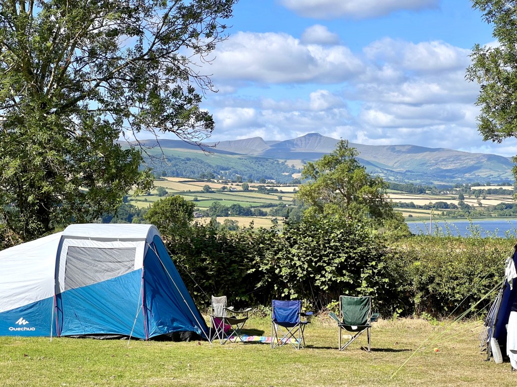 Campsite with view of the Brecon Beacons